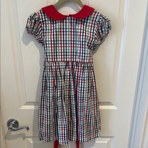 Girls Bella Bliss Plaid Dress with Red Collar - Size 5